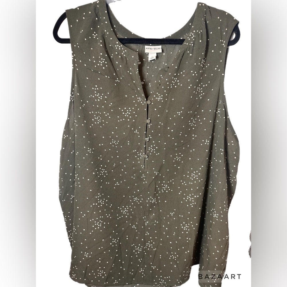 AVA & VIV WOMENS 3X GREEN BLOUSE